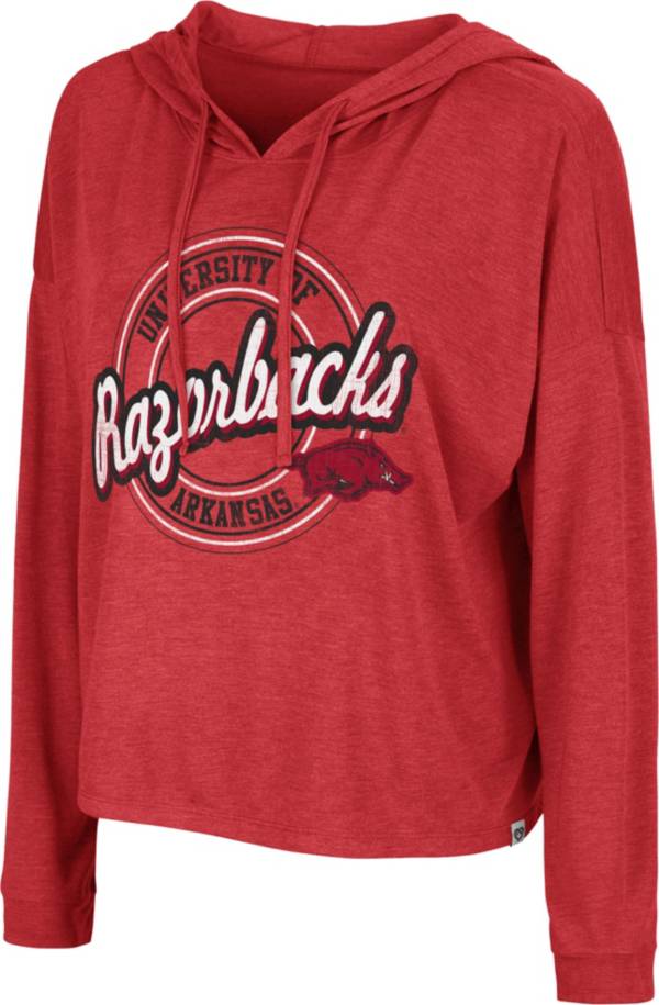 Colosseum Women's Arkansas Razorbacks Cardinal Cody Meet & Greet Hooded Long Sleeve T-Shirt
