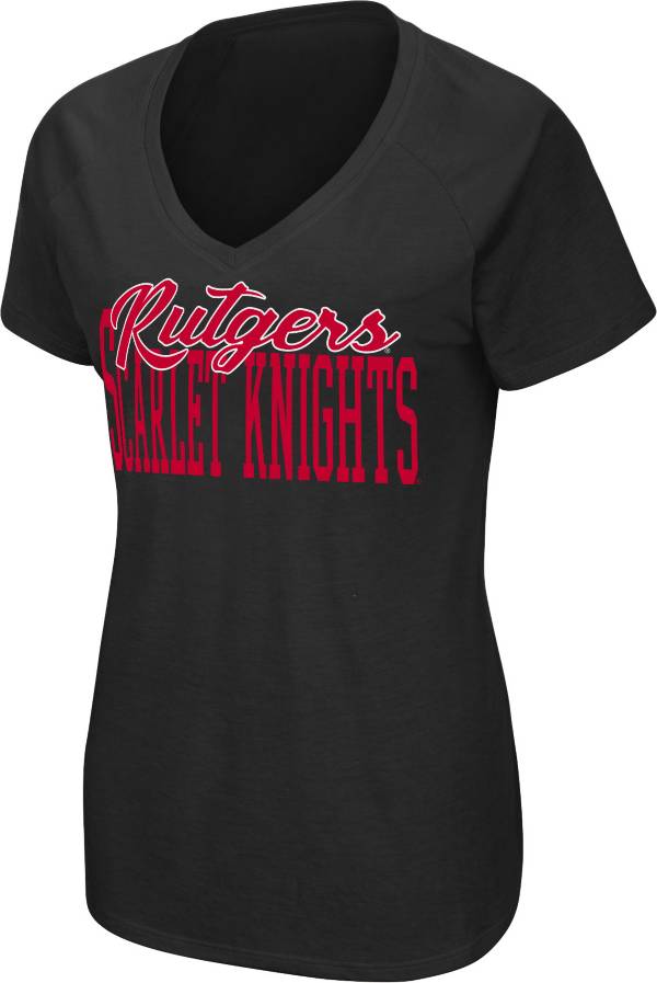 Colosseum Women's Rutgers Scarlet Knights Black V-Neck T-Shirt