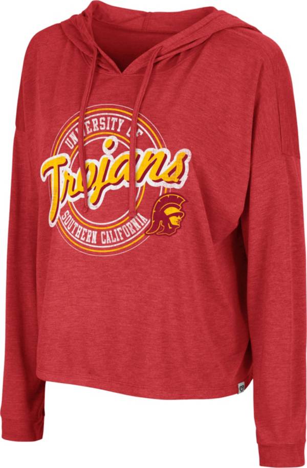 Colosseum Women's USC Trojans Cardinal Cody Meet & Greet Hooded Long Sleeve T-Shirt
