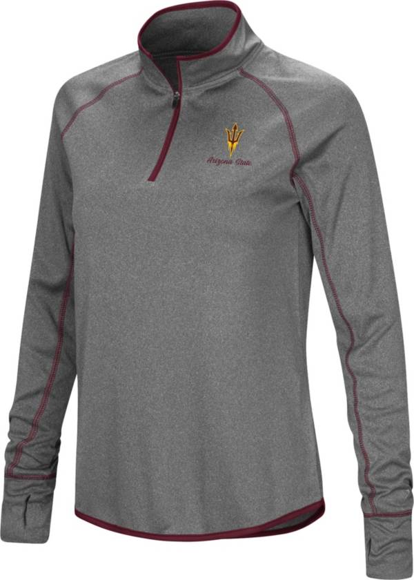 Colosseum Women's Arizona State Sun Devils Grey Stingray Quarter-Zip Shirt