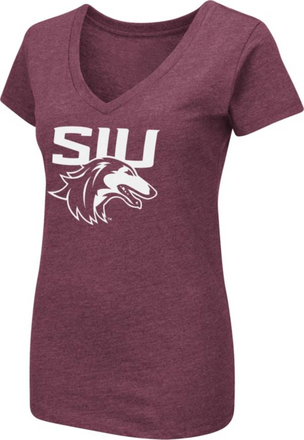 Colosseum Women's Southern Illinois Salukis Maroon Playbook Dual Blend V-Neck T-Shirt