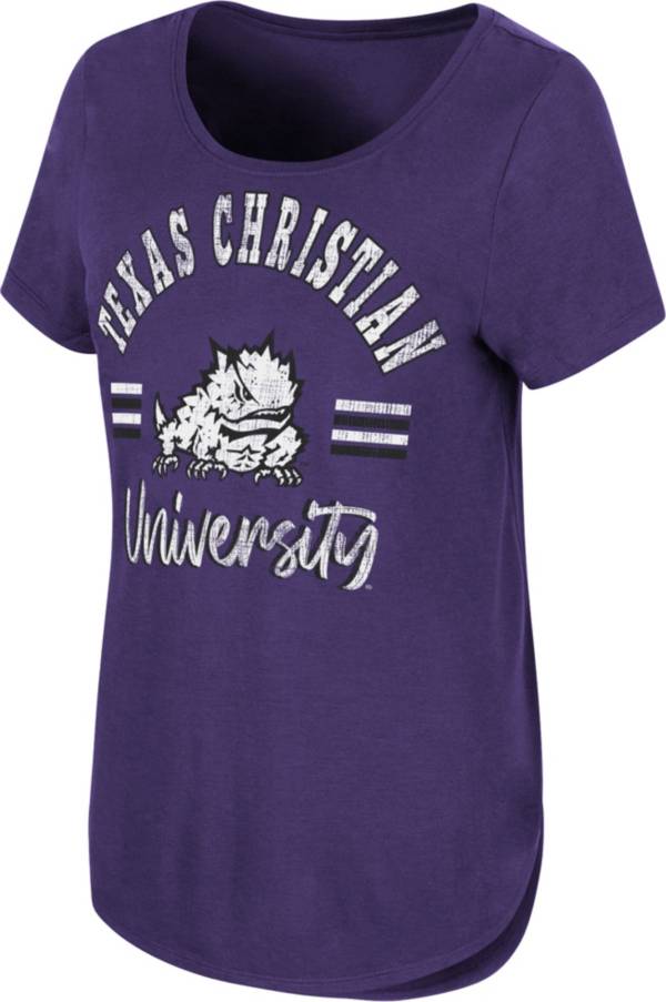 Colosseum Women's TCU Horned Frogs Purple Shaka Scoop-Neck T-Shirt