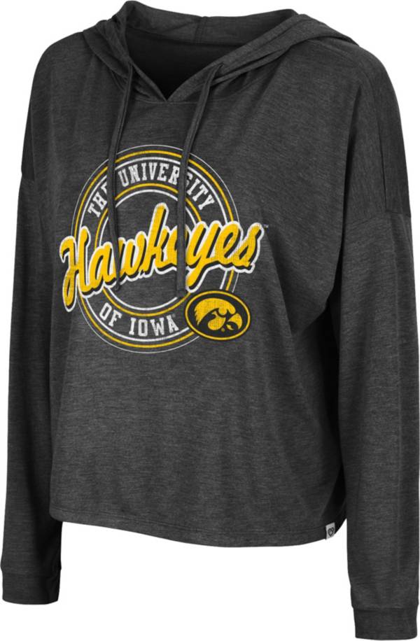 Colosseum Women's Iowa Hawkeyes Black Cody Meet & Greet Hooded Long Sleeve T-Shirt