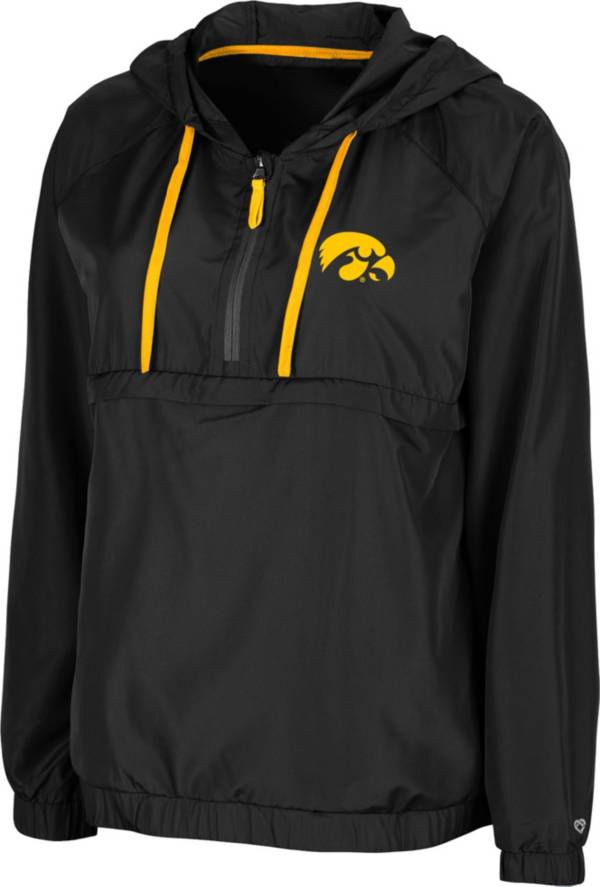 Colosseum Women's Iowa Hawkeyes Black Doodling Packable Quarter-Zip Anorak