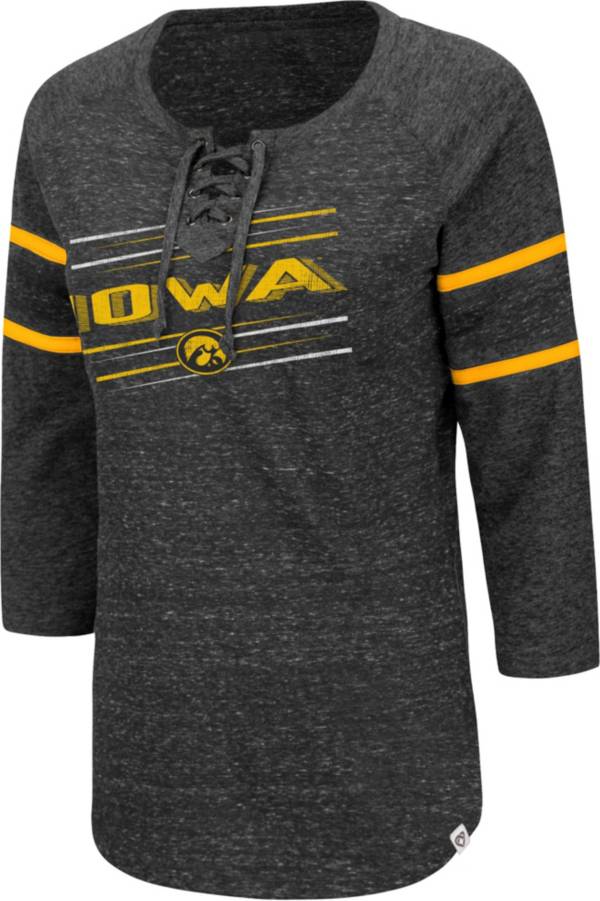 Colosseum Women's Iowa Hawkeyes Black Pasadena ¾ Sleeve T-Shirt