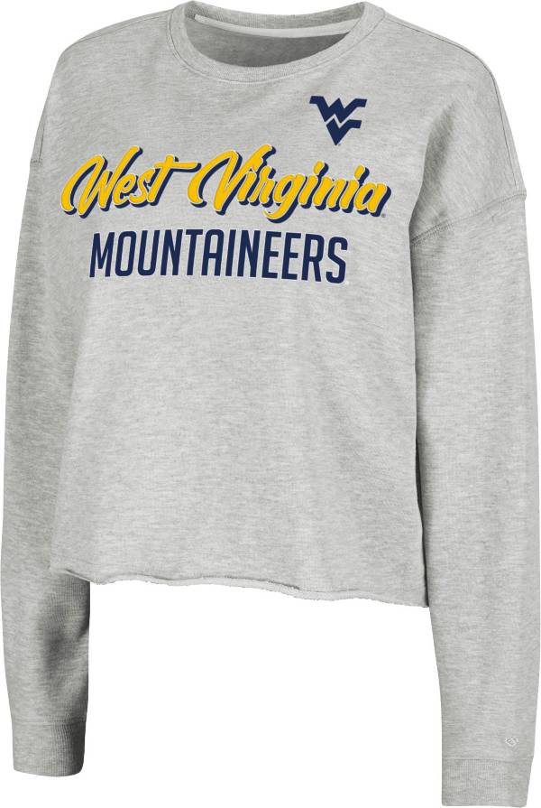 Colosseum Women's West Virginia Mountaineers Grey Treehouse Cropped Pullover Hoodie