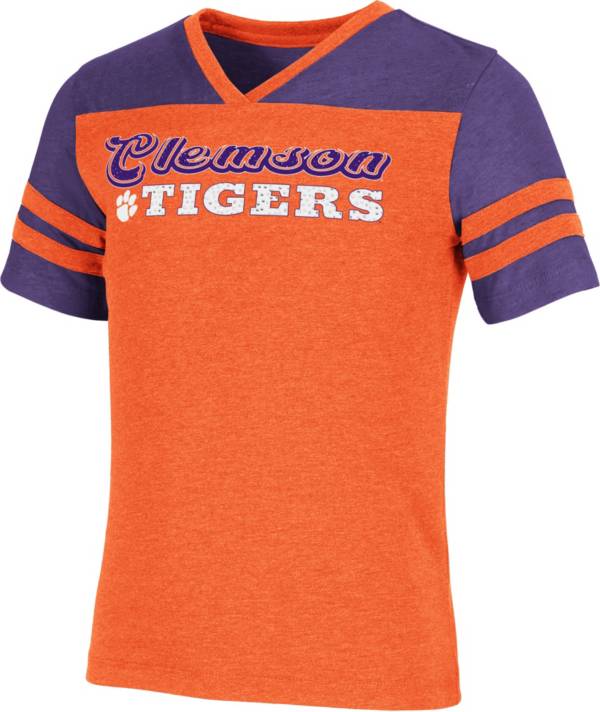 Colosseum Girl's Clemson Tigers Orange Aloha Football T-Shirt