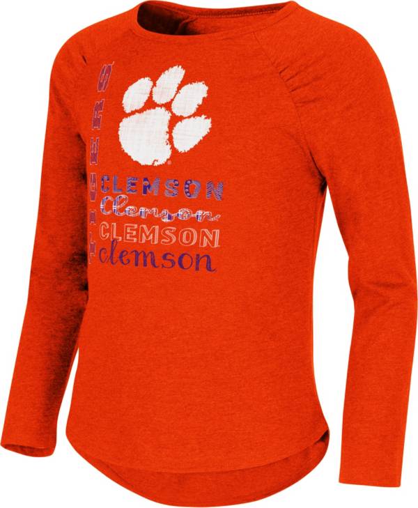 Colosseum Girl's Clemson Tigers Orange Heart Long Sleeve T-Shirt