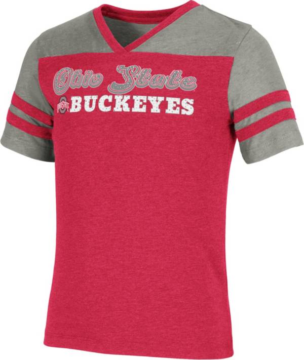 Colosseum Girl's Ohio State Buckeyes Scarlet Aloha Football T-Shirt product image