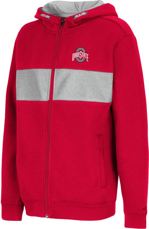 Colosseum Youth Ohio State Buckeyes Scarlet Woodman Full-Zip Hoodie