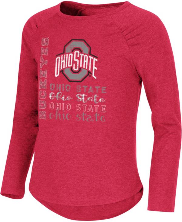 Colosseum Girl's Ohio State Buckeyes Scarlet Heart Long Sleeve T-Shirt