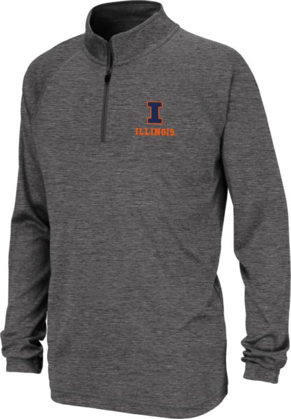 Colosseum Youth Illinois Fighting Illini Grey Quarter-Zip Pullover Shirt