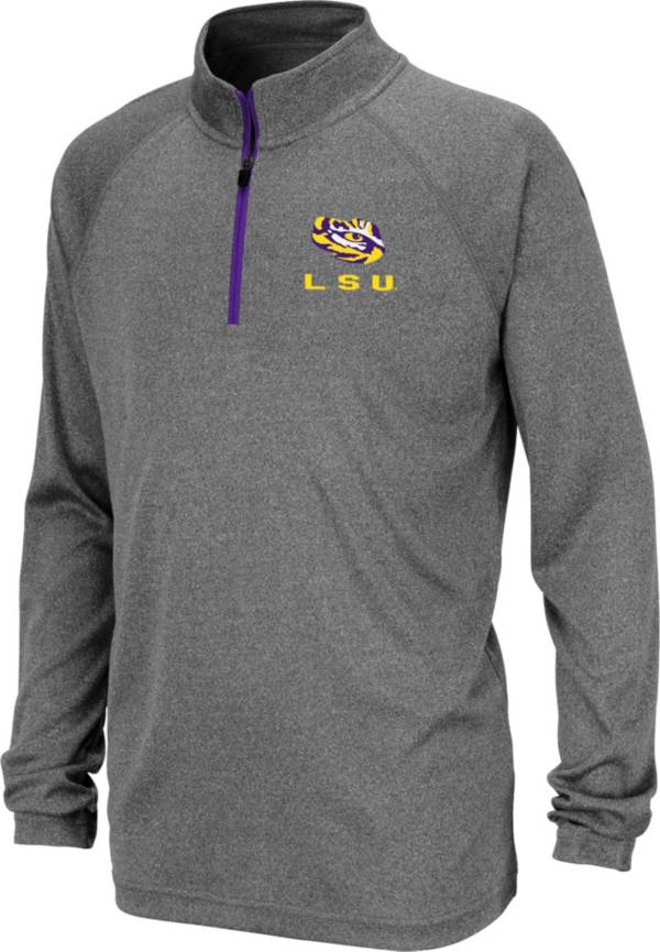 Colosseum Youth LSU Tigers Grey Quarter-Zip Pullover Shirt