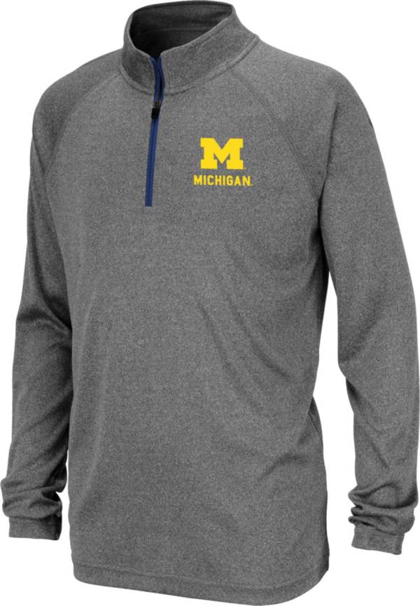 Colosseum Youth Michigan Wolverines Grey Quarter-Zip Pullover Shirt