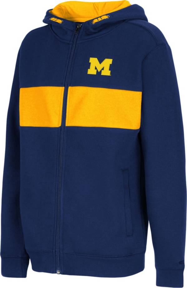 Colosseum Youth Michigan Wolverines Blue Woodman Full-Zip Hoodie