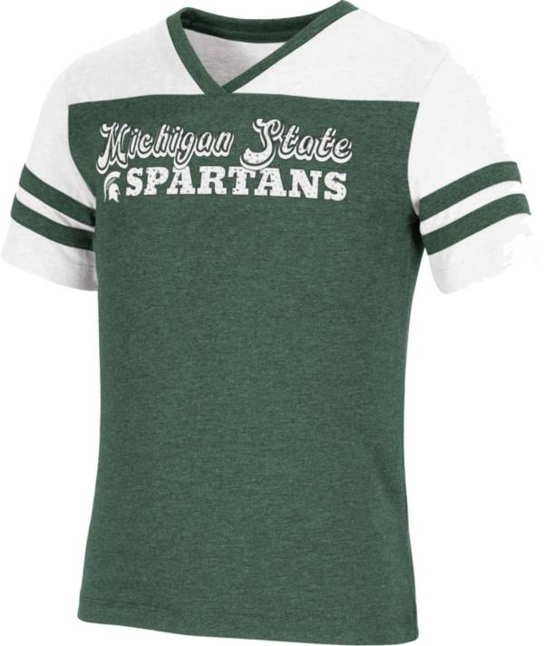 Colosseum Girl's Michigan State Spartans Green Aloha Football T-Shirt