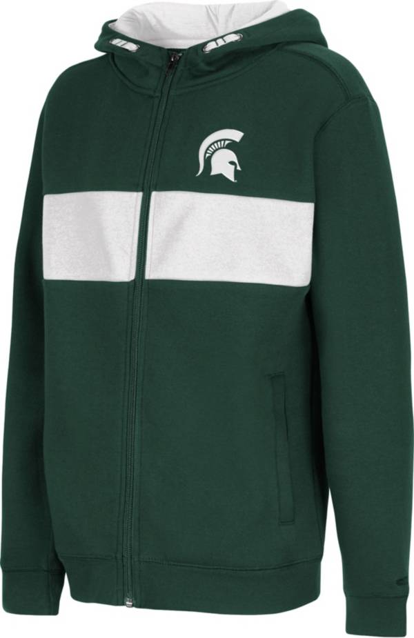 Colosseum Youth Michigan State Spartans Green Woodman Full-Zip Hoodie