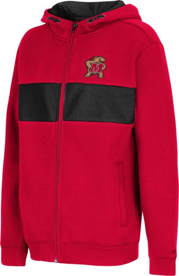 Colosseum Youth Maryland Terrapins Red Woodman Full-Zip Hoodie