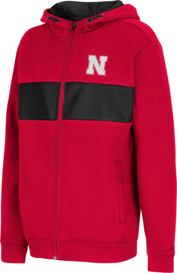 Colosseum Youth Nebraska Cornhuskers Scarlet Woodman Full-Zip Hoodie