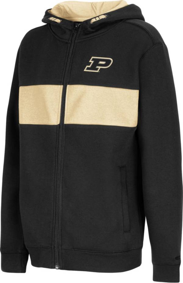 Colosseum Youth Purdue Boilermakers Black Woodman Full-Zip Hoodie