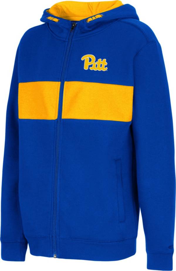 Colosseum Youth Pitt Panthers Blue Woodman Full-Zip Hoodie