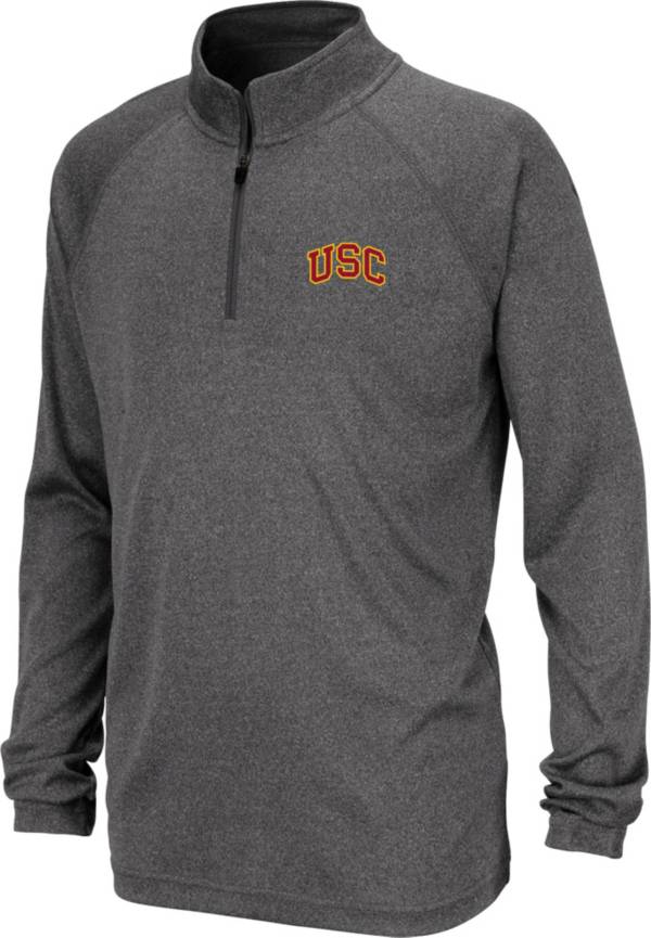 Colosseum Youth USC Trojans Grey Quarter-Zip Pullover Shirt