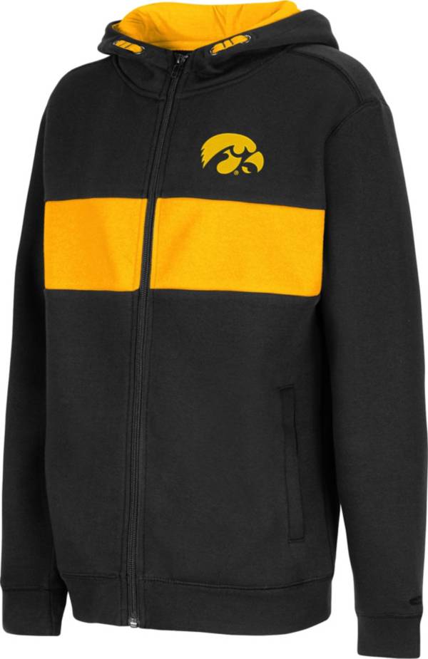 Colosseum Youth Iowa Hawkeyes Black Woodman Full-Zip Hoodie