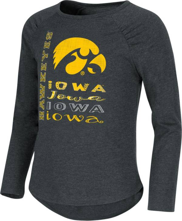 Colosseum Girl's Iowa Hawkeyes Black Heart Long Sleeve T-Shirt