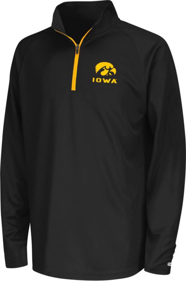 Colosseum Youth Iowa Hawkeyes Black Quarter-Zip Pullover Shirt