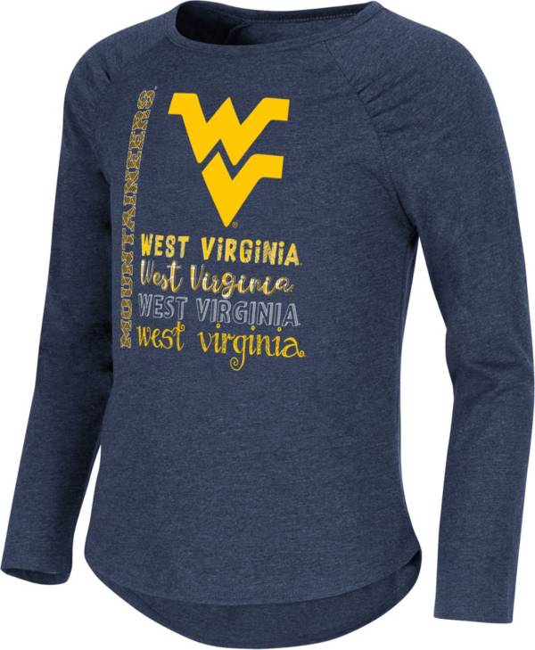 Colosseum Girl's West Virginia Mountaineers Blue Heart Long Sleeve T-Shirt