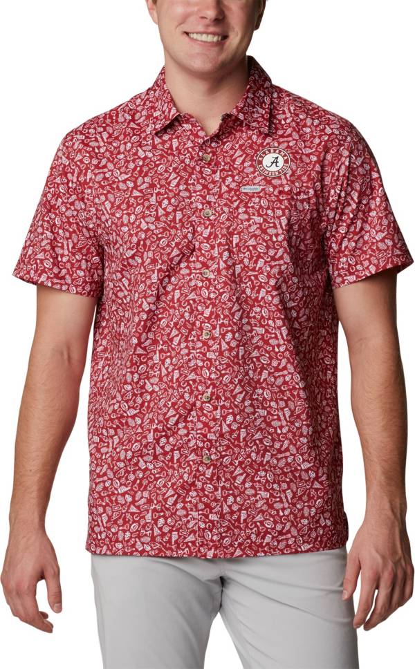 Columbia Men's Alabama Crimson Tide Crimson Slack Tide Button-Down Shirt