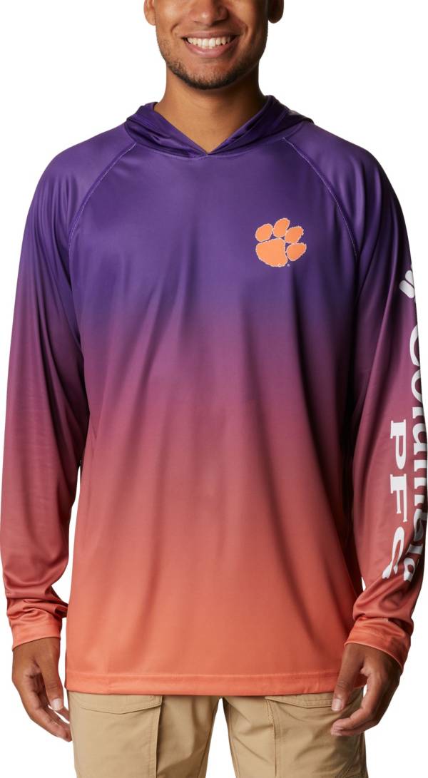 Columbia Men's Clemson Tigers Regalia PFG Super Terminal Tackle Long Sleeve Hooded T-Shirt