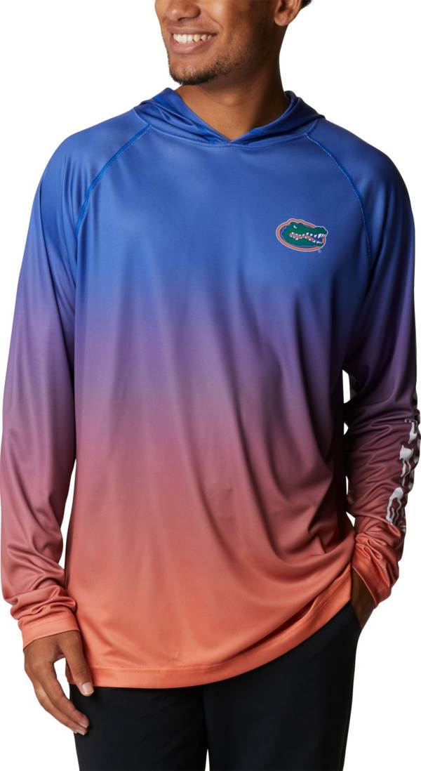 Columbia Men's Florida Gators Blue PFG Super Terminal Tackle Long Sleeve Hooded T-Shirt