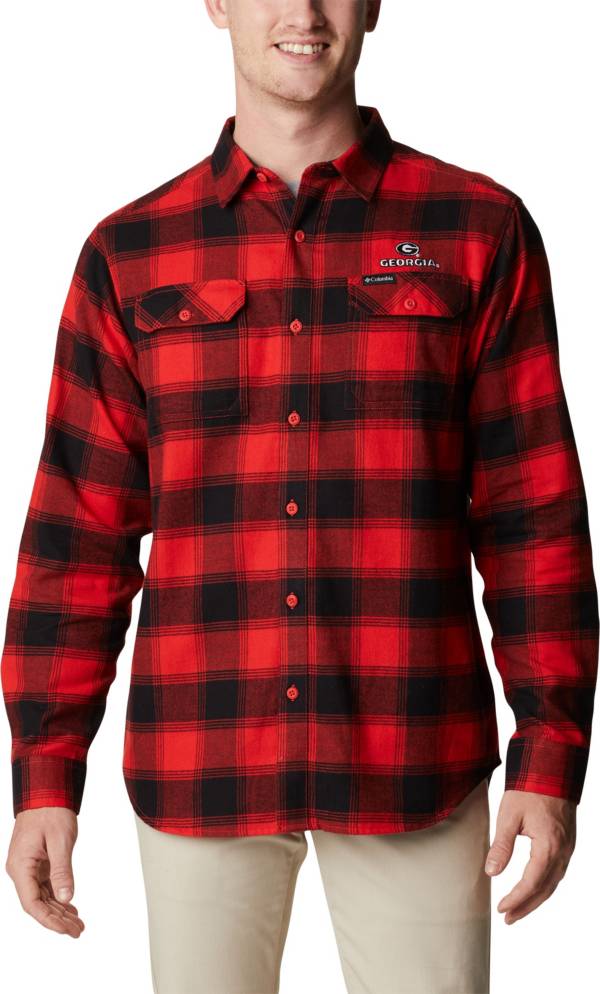 Columbia Men's Georgia Bulldogs Red Plaid Flare Gun Flannel Button Down Long Sleeve Shirt