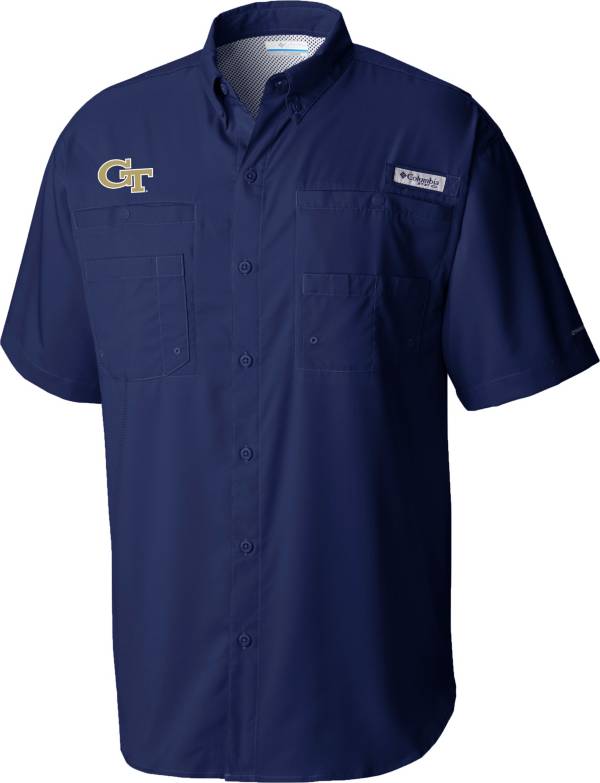 Columbia Men's Georgia Tech Yellow Jackets Navy Tamiami Button Down Shirt