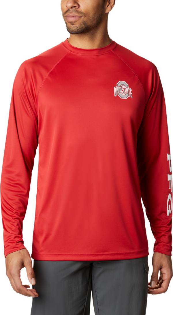 Columbia Men's Ohio State Buckeyes Scarlet Terminal Tackle Long Sleeve T-Shirt