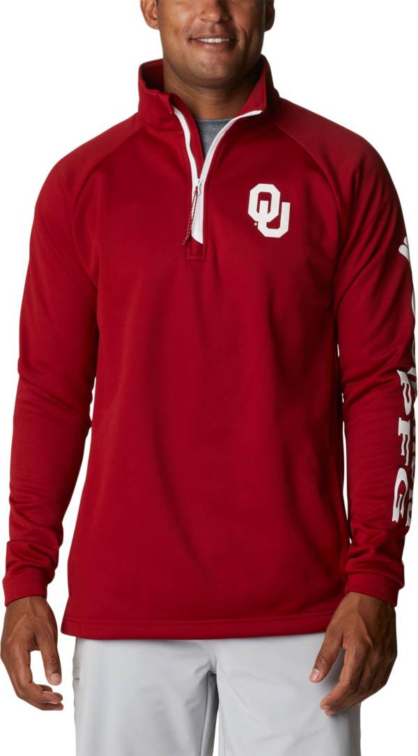 Columbia Men's Oklahoma Sooners Crimson PFG Terminal Tackle Quarter-Zip Pullover Shirt product image