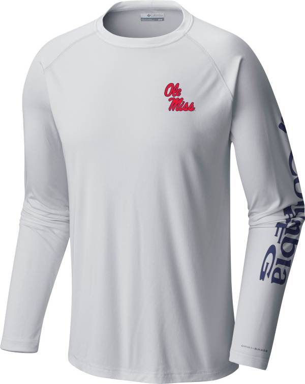 Columbia Men's Ole Miss Rebels White Terminal Tackle Long Sleeve T-Shirt