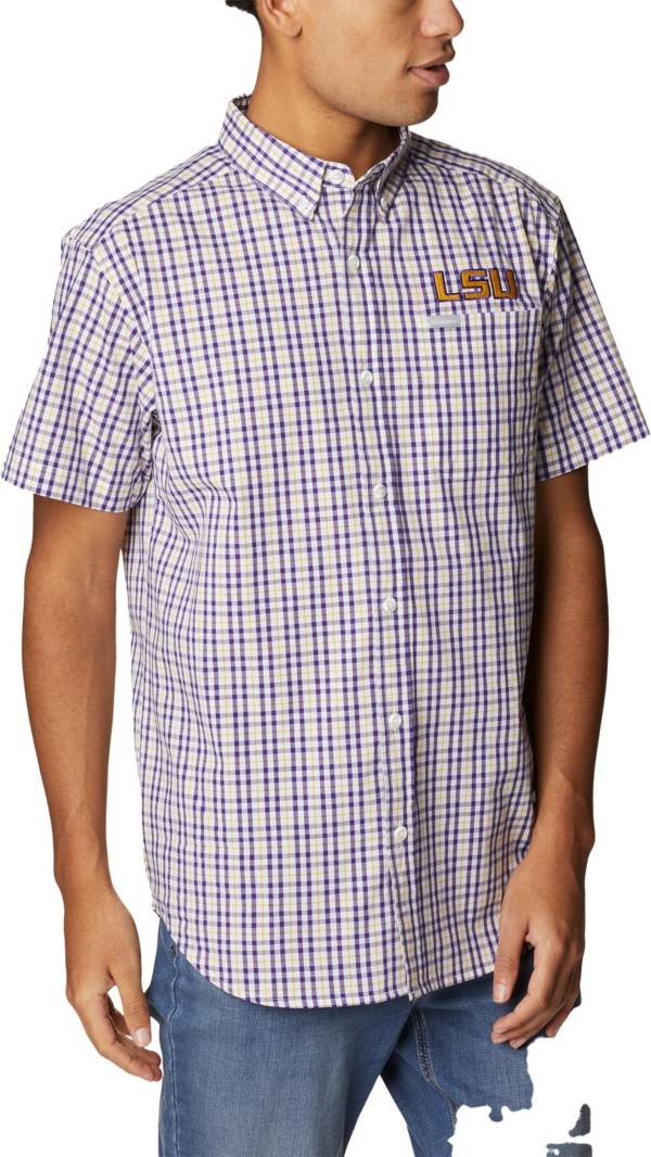 Columbia Men's LSU Tigers Purple Rapid Rivers Button Down Shirt