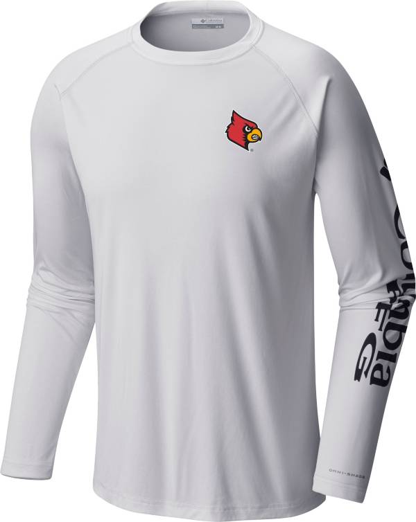 Columbia Men's Louisville Cardinals White Terminal Tackle Long Sleeve T-Shirt