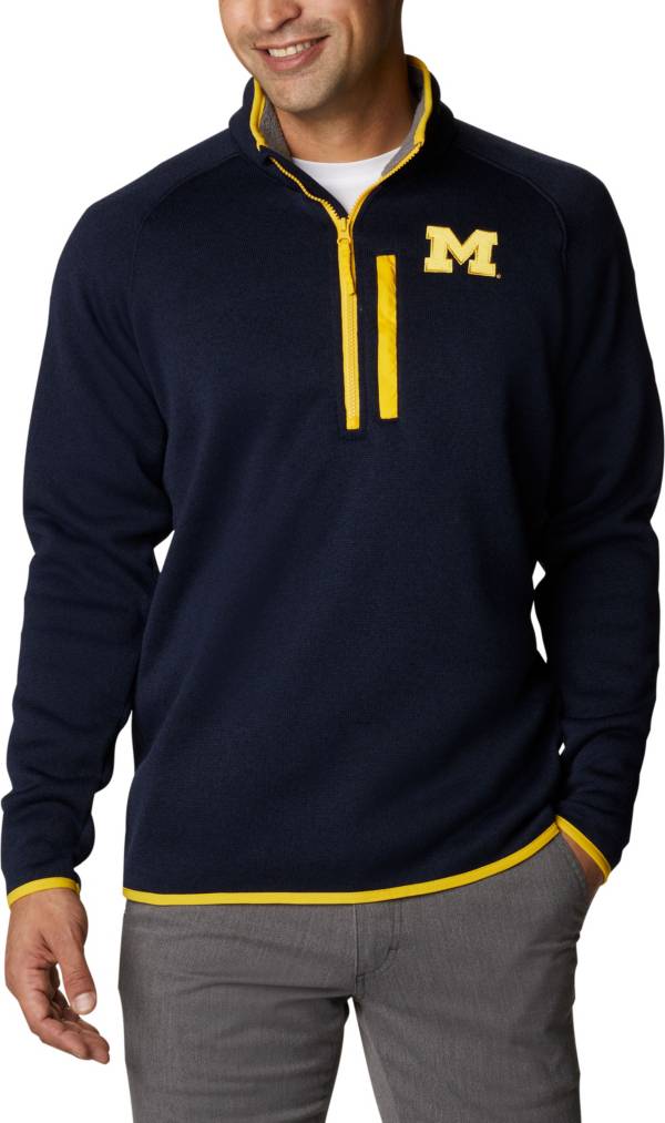 Columbia Men's Michigan Wolverines Blue Canyon Point Half-Zip Pullover Fleece Jacket product image