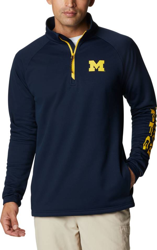 Columbia Men's Michigan Wolverines Blue PFG Terminal Tackle Quarter-Zip Pullover Shirt