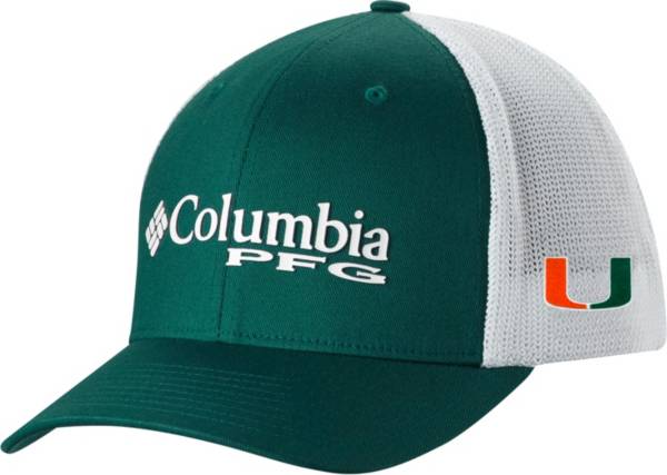 Columbia Men's Miami Hurricanes Green PFG Mesh Adjustable Hat