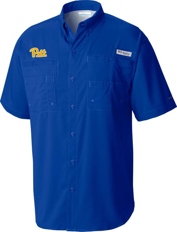 Columbia Men's Pitt Panthers Blue Tamiami Button Down Shirt