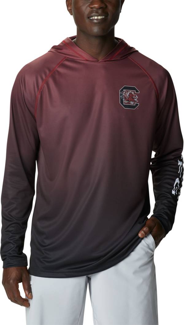 Columbia Men's South Carolina Gamecocks Garnet PFG Super Terminal Tackle Long Sleeve Hooded T-Shirt