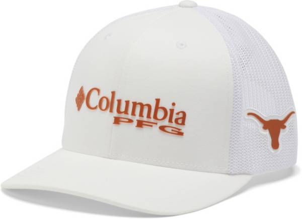 Columbia Men's Texas Longhorns PFG Mesh Adjustable White Trucker Hat