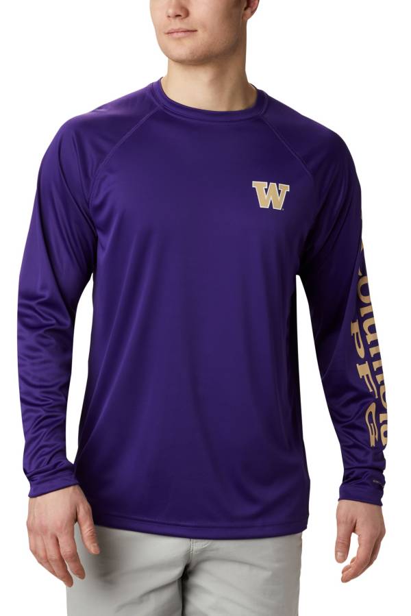 Columbia Men's Washington Huskies Purple Terminal Tackle Long Sleeve T-Shirt