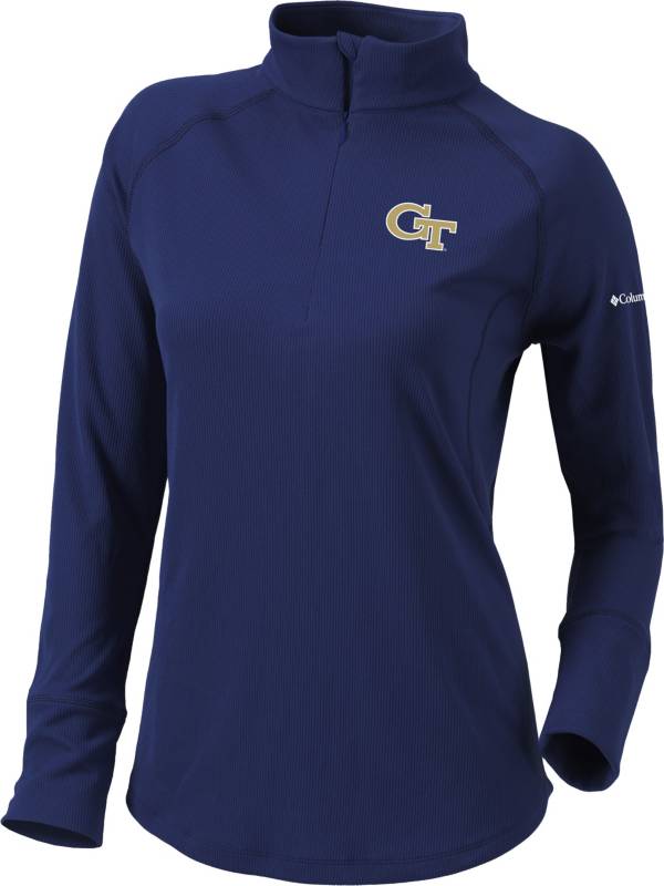 Columbia Women's Georgia Tech Yellow Jackets Navy Flop Shot Half-Zip Pullover Shirt