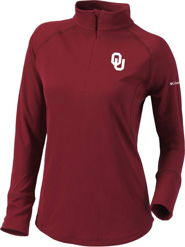 Columbia Women's Oklahoma Sooners Crimson Flop Shot Half-Zip Pullover Shirt