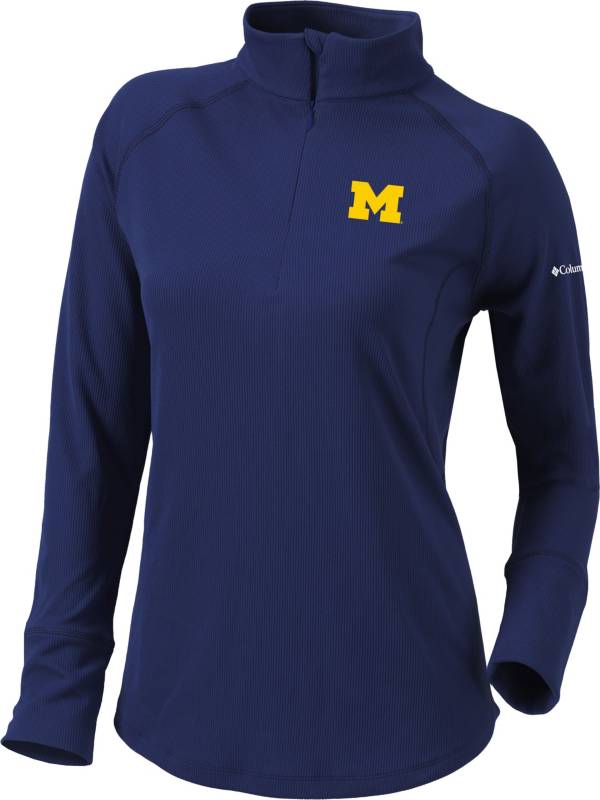 Columbia Women's Michigan Wolverines Blue Flop Shot Half-Zip Pullover Shirt